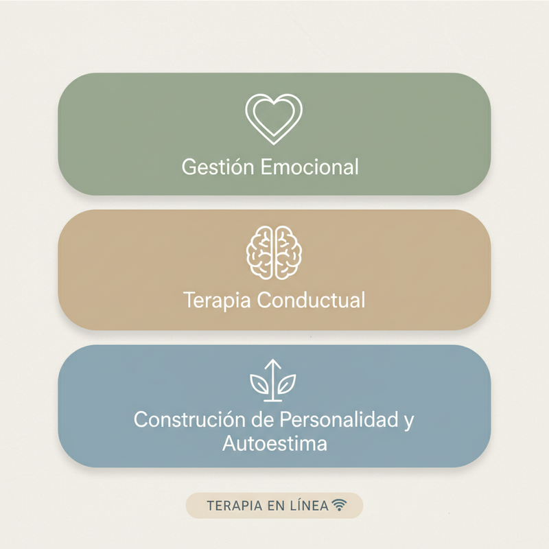Áreas de trabajo: Gestión Emocional, Terapia Conductual y Construcción de Autoestima
